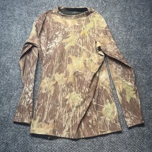 Under Armour Shirt Women M Camo Mossy Oak Break Up Print Hunting Long Sleeve
